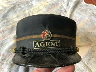 Old Northern Pacific Railroad Agent Hat with Badge and Pin 2