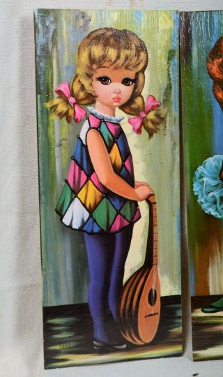 Vintage 1960 ' s EDEN BIG EYES Girls Children Art Prints Set of 4 2
