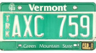 99 Cent Current Style Vermont License Plate Axc759
