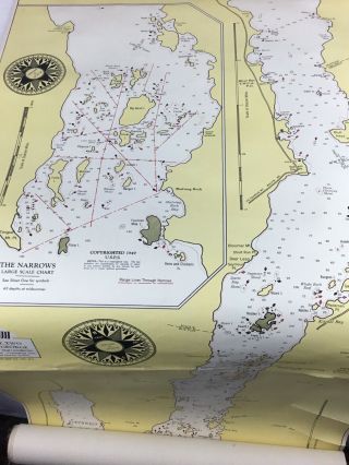 Antique 1956 Linen Backed Hydro Survey Map Lake George,  NY Adirondacks 7 Feet 4