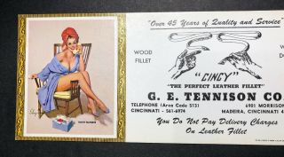 Elvgren Sexy Pin Up Girl Blotter 1950s Madiera Cincinnati Ohio Tennison