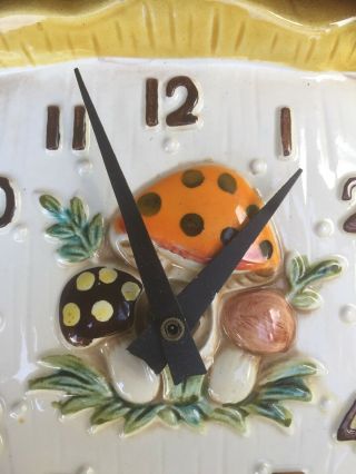 Vintage 1970 ' s Sears MERRY MUSHROOM Ceramic Kitchen Clock Kitsch Japan 2
