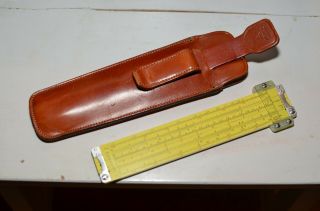 Vintage Pickett Eckel N600 - Es Slide Rule Log Speed Model W/ Leather Case