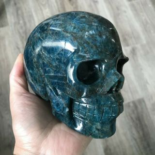 2.  17kg 5.  2  Rare Natural Blue Apatite Crystal Hand Carved Skull Sq