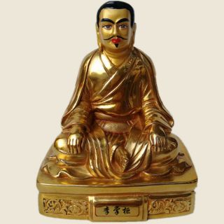 6 " Tibet Tibetan Buddhism Copper Gilt Hand Made Marpa Buddha Statue