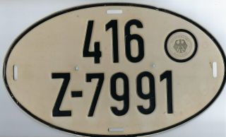 Vintage German Oval License Plate,  Hauptzollamt (main Customs Office) Hannover
