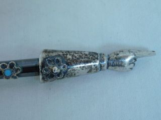 STERLING SILVER YAD PAGE TURNER POINTER JUDAICA TORAH TURQUOISE 12.  5 