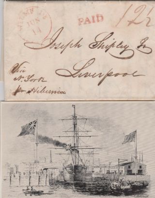 1830 Usa Delaware Transatlantic Ship Letter Includes Clipping Of Ship Picture
