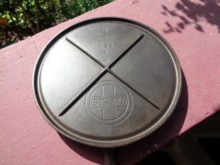 Early Griswold Erie Cast Iron No 9 Handled Griddle Slant Logo W Reinforcement