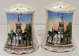 Antique Lindsborg Kansas Souvenir Swedish Mission Church Salt & Pepper Shakers