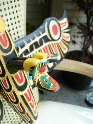 Northwest Coast Native 3D Eagle with salmon Squamish Nation sculpture carving 10