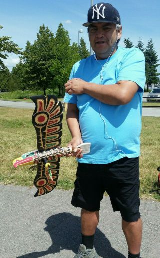 Northwest Coast Native 3D Eagle with salmon Squamish Nation sculpture carving 4