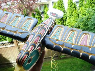 Northwest Coast Native 3D Eagle with salmon Squamish Nation sculpture carving 5