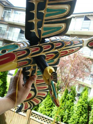 Northwest Coast Native 3D Eagle with salmon Squamish Nation sculpture carving 6