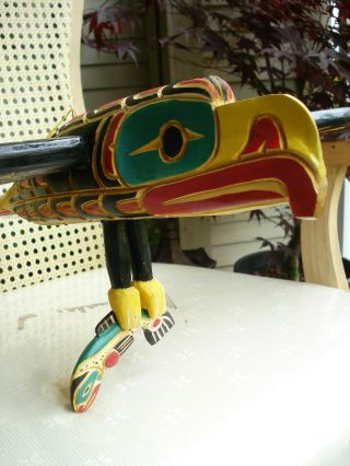 Northwest Coast Native 3D Eagle with salmon Squamish Nation sculpture carving 8