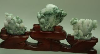 Certified Green A Jade jadeite Statue Sculpture Fu Lu Shou 福禄寿 q70921Q5H 11
