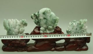 Certified Green A Jade jadeite Statue Sculpture Fu Lu Shou 福禄寿 q70921Q5H 2