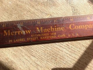 Merrow Machine Co.  Vintage 15 " Advertising Ruler,  Hartford,  Conn.