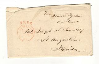 1846 Stampless Folded Letter Wash.  D.  C.  Frank From Sen.  David Yulee,  Signed