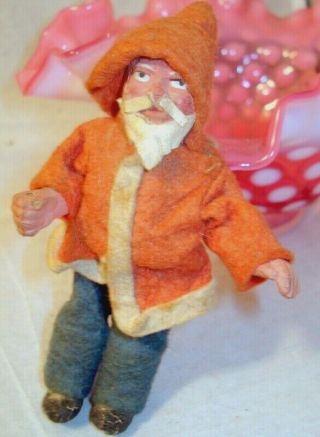 Antique German Clay Face & Hands Belsnickle Santa Claus Figurine Early St.  Nick