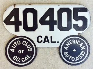 California Automotive License Plate 1910 porcelain with seal 2