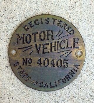 California Automotive License Plate 1910 porcelain with seal 3