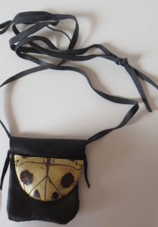 Musk Turtle Shell Medicine Bag,  Black Leather,  Smaller Size: P St John,  Mohawk