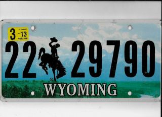 Wyoming Passenger 2013 License Plate " 22 29790 " Teton