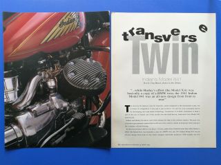 1941 Indian Model 841 Motorcycle - 6 Page Article