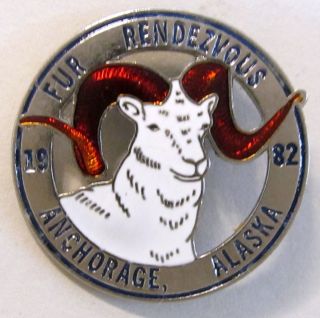 1982 Anchorage Alaska Fur Rendezvous Brooch Pinback Pin Dall Sheep
