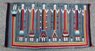 Authentic Western Navajo Indian Hand Woven Wool,  Healing Spirits Yei Rug,  Nr