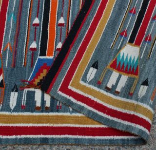 Authentic Western Navajo Indian Hand Woven Wool,  Healing Spirits Yei Rug,  NR 5