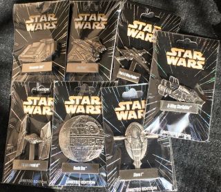 Disney Pin Trading Lucas Star Wars Of The Month Vehicle 7 Pins Disneyland Pin Le