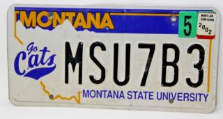 Vintage Montana State University Cats Msu7b3 2002 Tag License Plate
