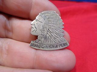 Vintage Grand Canyon Of Pennsylvania Native American Indian Pin.  Bx - G
