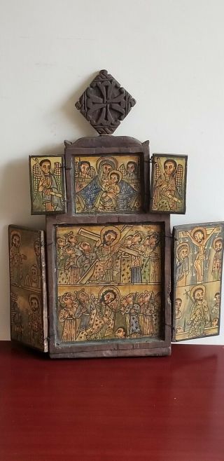 Ethiopian Coptic Icon Orthodox Hand Crafted Wood Christian Art Wall Hanging