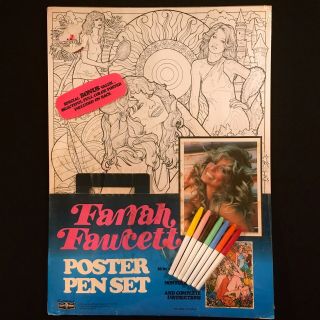 Farrah Fawcett Coloring Poster Pen Set By Craft House 1977