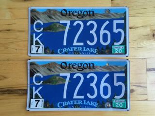 Oregon Metal License Plate Pair Exp 2020 Crater Lake National Park Centennial Ck