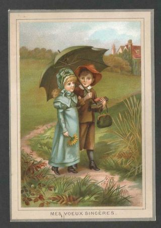 Y36 - CHILD COUPLES - MATCHED SET OF THREE VICTORIAN FRENCH BIRTHDAY CARDS 2
