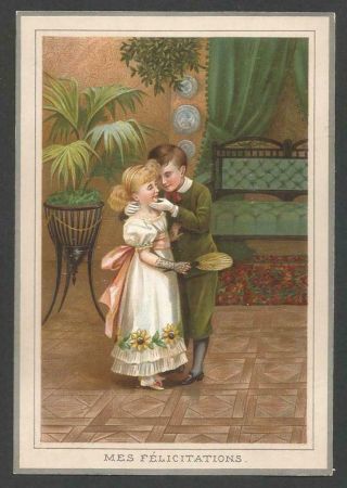 Y36 - CHILD COUPLES - MATCHED SET OF THREE VICTORIAN FRENCH BIRTHDAY CARDS 4