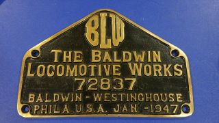 Baldwin Brass Locomotive Builders Plate Katy Mkt Missouri Kansas Texas Railroad
