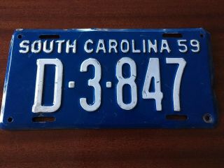 Vintage License Plate South Carolina 1959 Tag