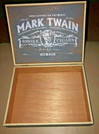 Mark Twain Memoir Empty Wooden Cigar Box EXC 9 