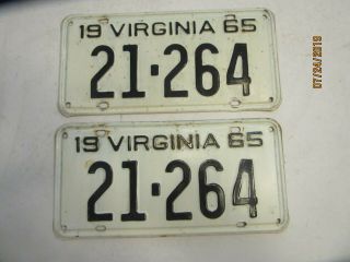 Pr 1965 Va Virginia License Plates 5 Digit