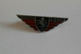 Invicta Airways Enamel Brooch Badge By Squire Obsolete Airline