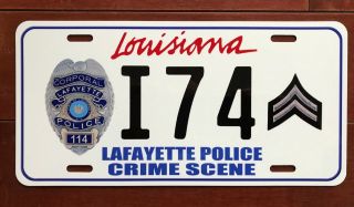 Lafayette Louisiana Police Corporal Novelty Booster License Plate Badge Emblem