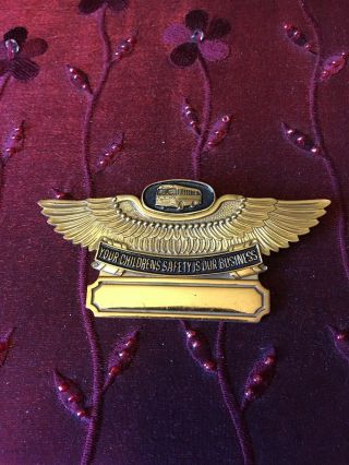 Vintage School Bus Driver Name Badge Pin Your Children 