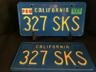 California License Plates 327 Sks 1978 Pair Year Of Manufacture Dmv Clear Set