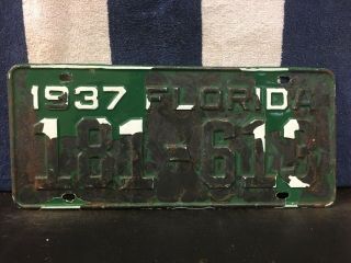 Vintage 1937 Florida License Plate (repainted)