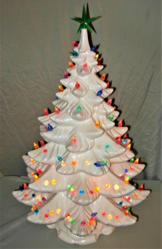 Vintage Atlantic Mold White Ceramic Christmas Tree 24 